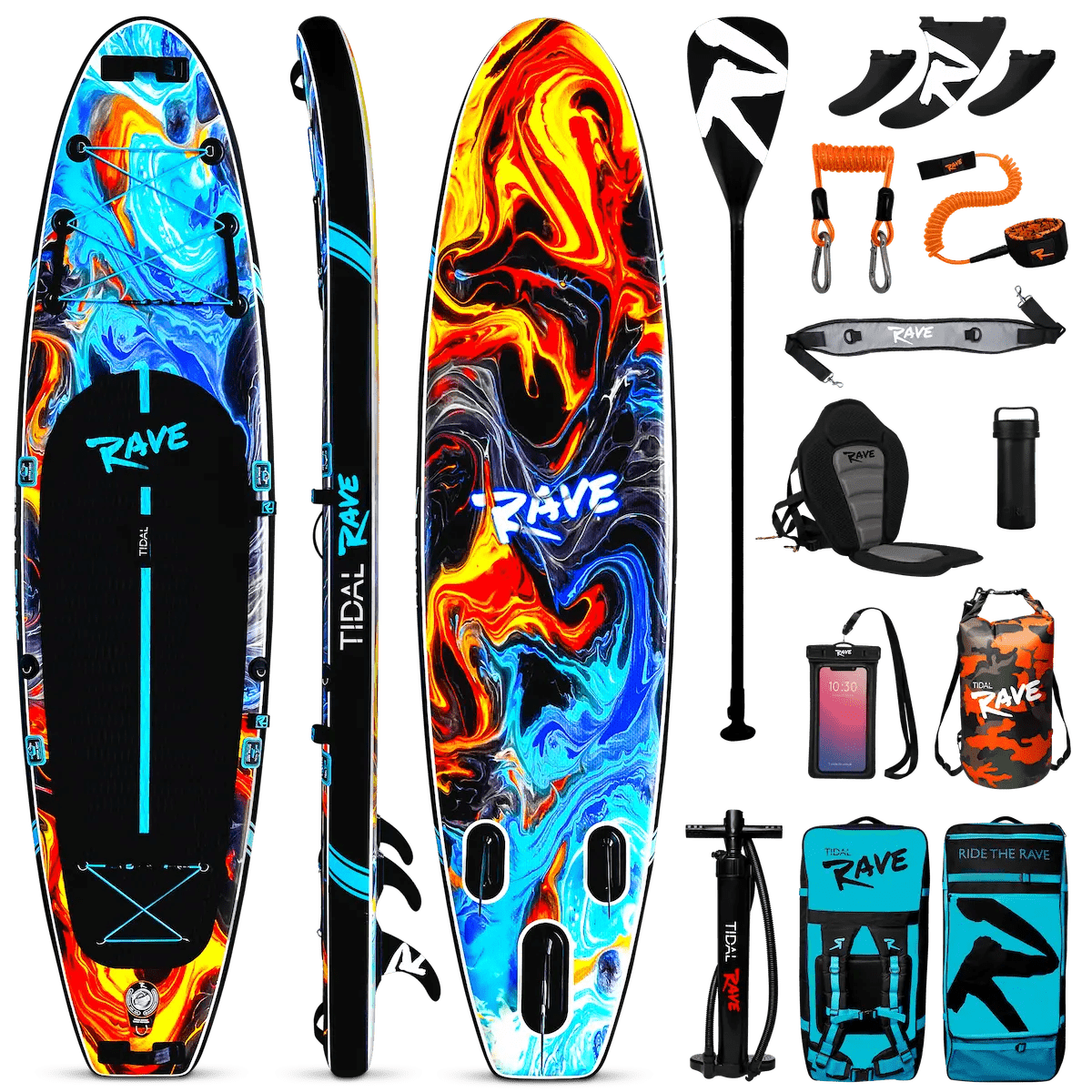 Tidal Rave™ ACRYLIC - 10’6 Inflatable Paddle Board ~ Fire & Ice