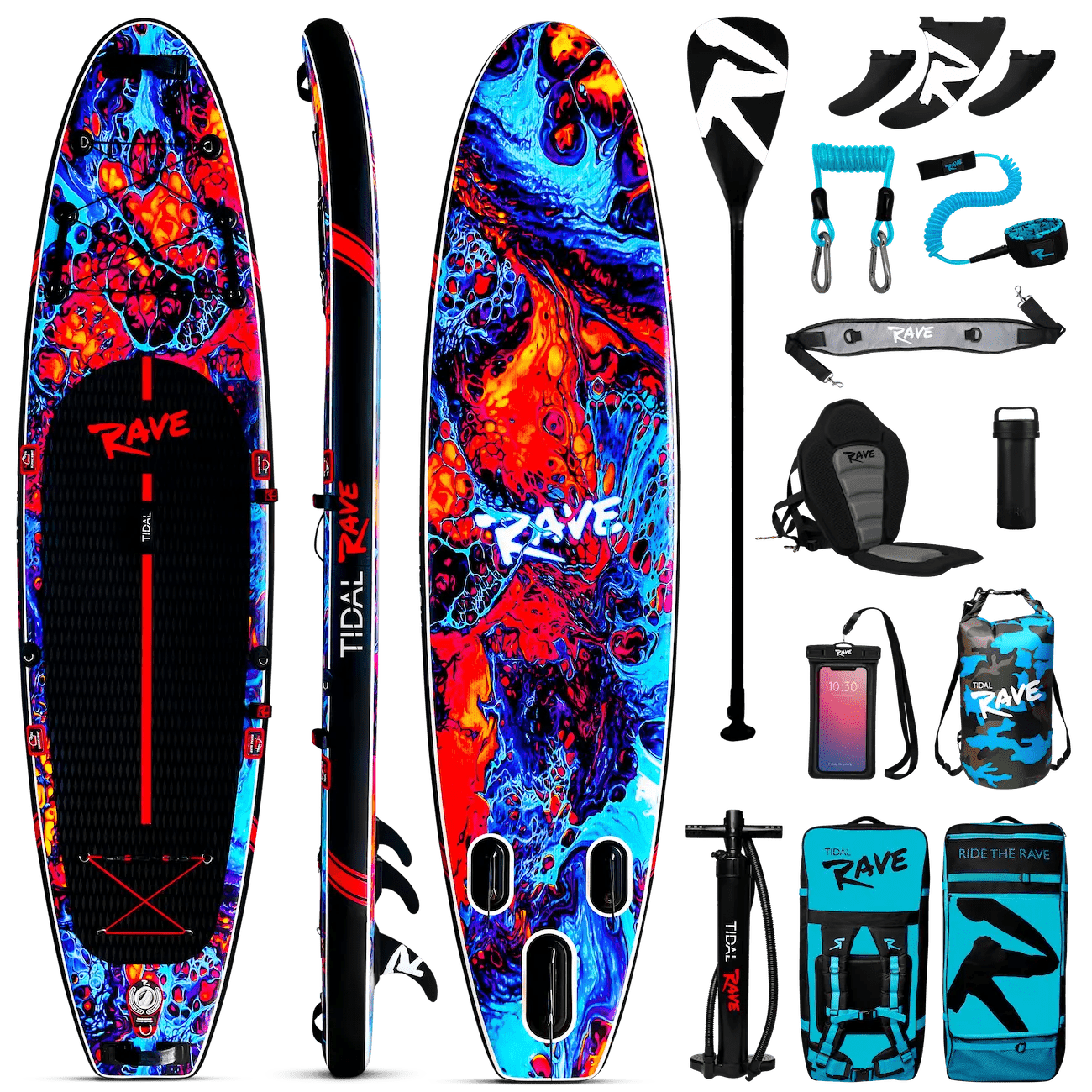 Tidal Rave™ ACRYLIC - Inflatable Paddle Board ~ Scorch