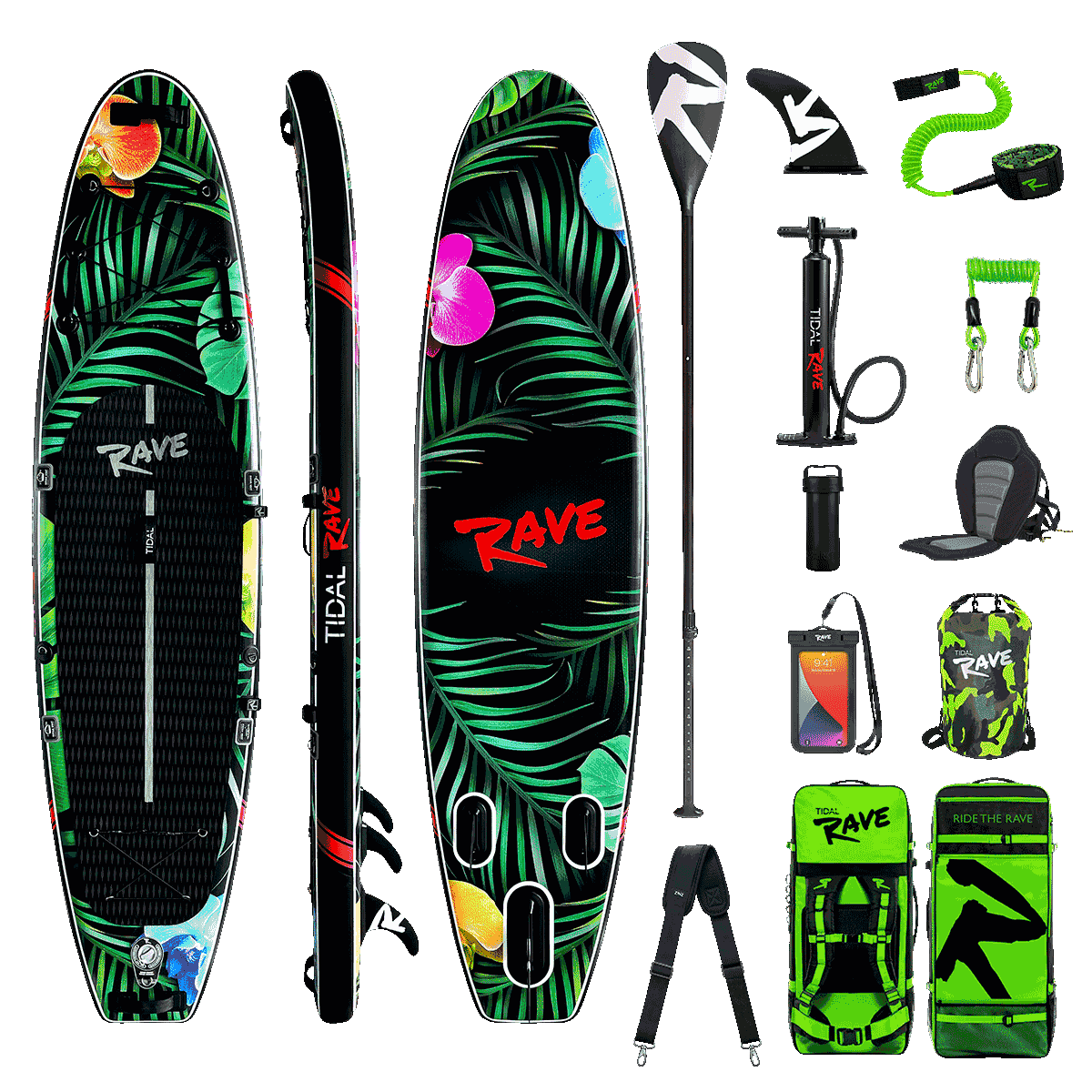 Tidal Rave™ NEON - Inflatable Paddle Board ~ Jungle