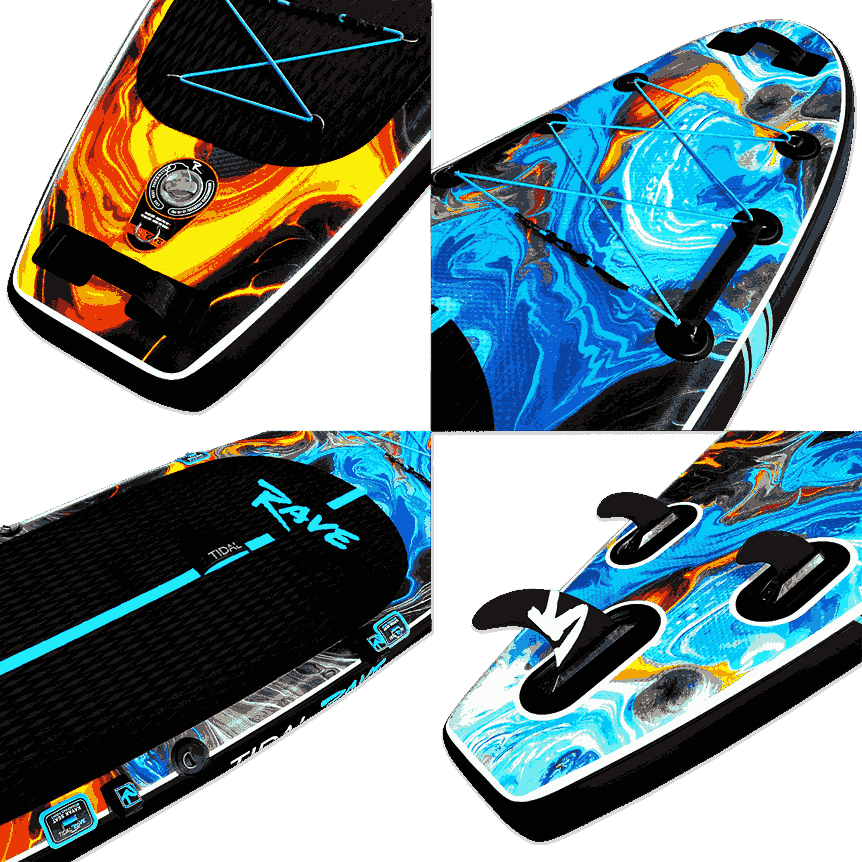 Tidal Rave™ ACRYLIC - 10’6 Inflatable Paddle Board ~ Fire & Ice