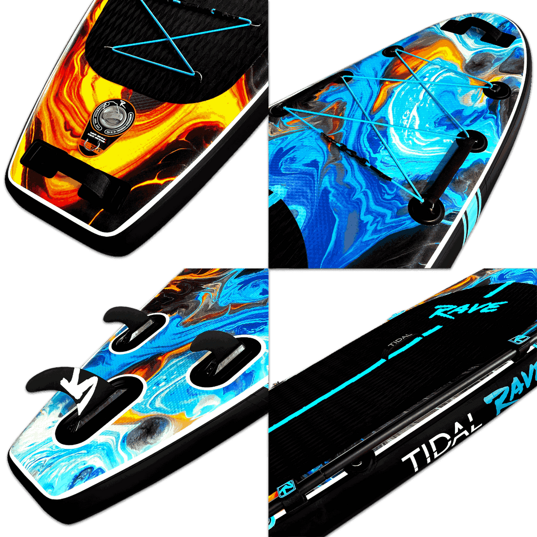 Tidal Wave Racer Inflatable Tidal Rave™ ACRYLIC - 10’6 Inflatable Paddle Board ~ Fire & Ice